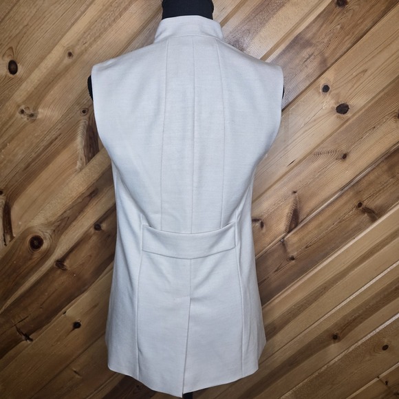 White House Black Market Beige Sleeveless Blazer‎ Vest Sz 00 Business - Picture 5 of 9
